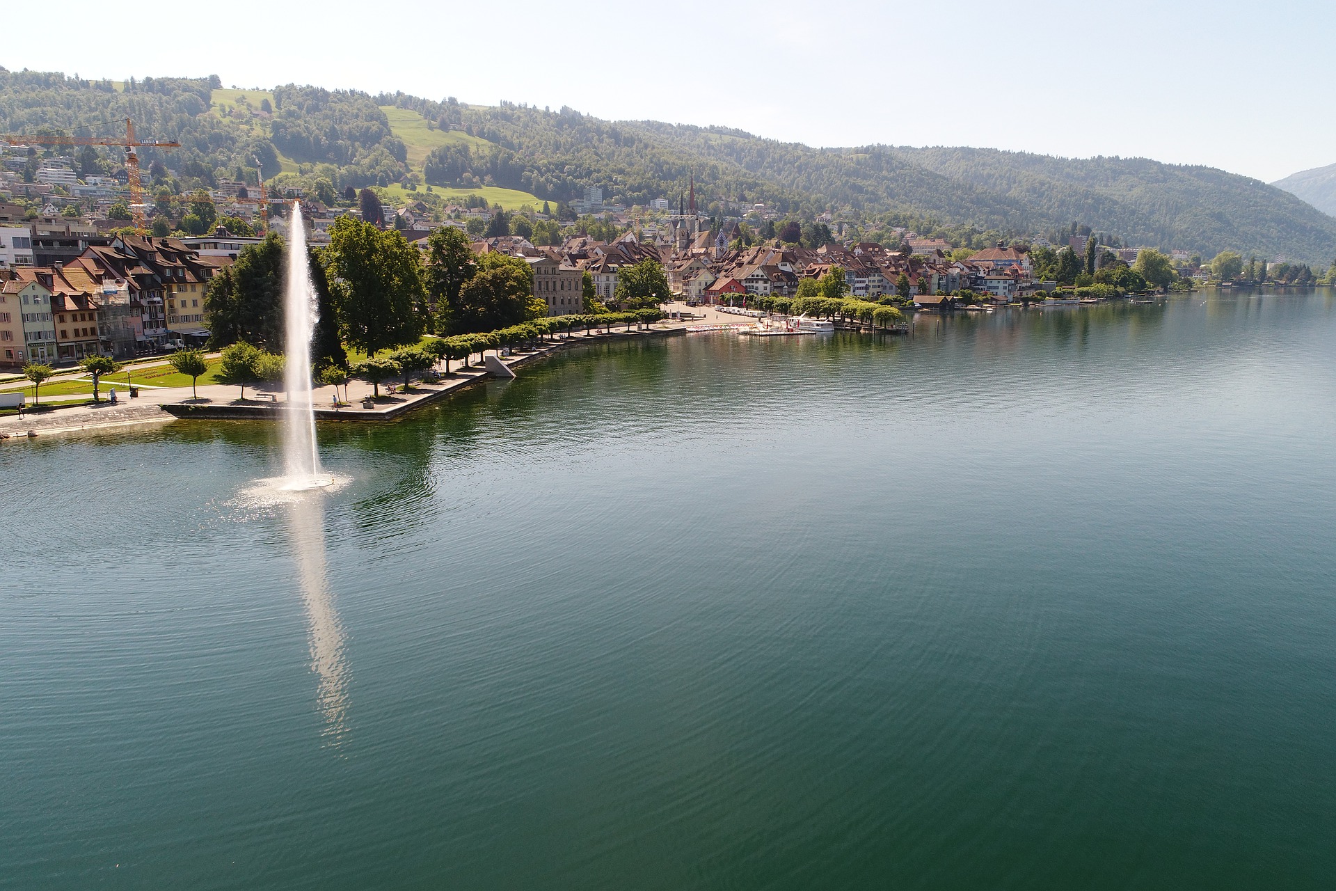 View on the lakeside of Zug